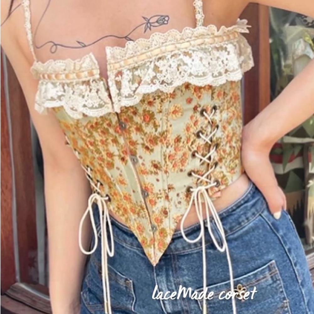 NWT Lacemade Van Gogh Sunflower Corset in XL - Picture 6 of 11